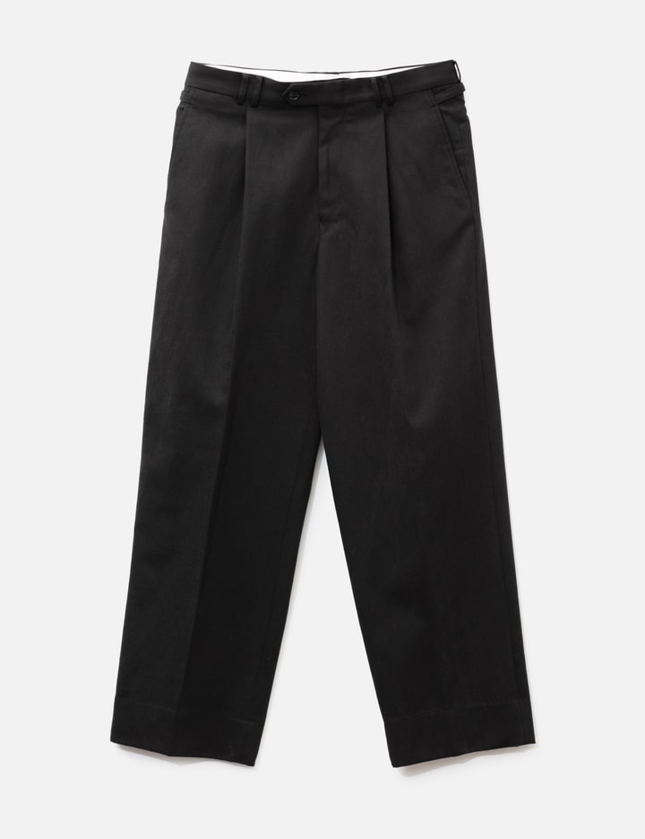 YOKE Tencel Cotton Twill 1 Pleated Wide Tapered Trousers