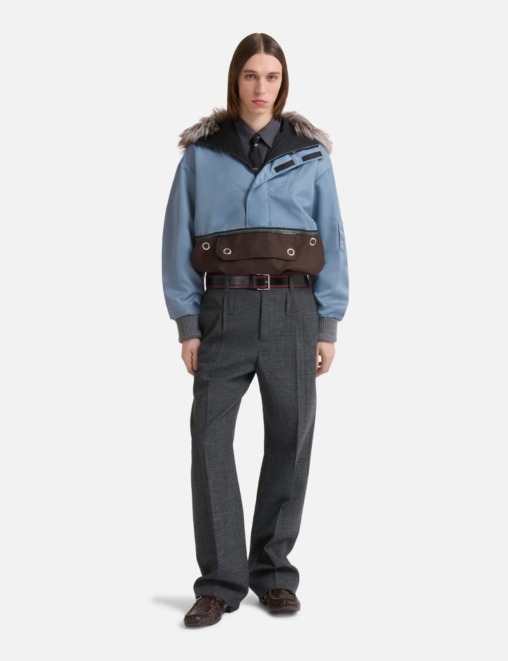 Marni Nylon Half-Zip Jacket With Fur Collar
