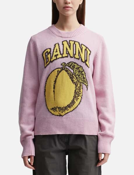 Ganni Peach Graphic Pullover