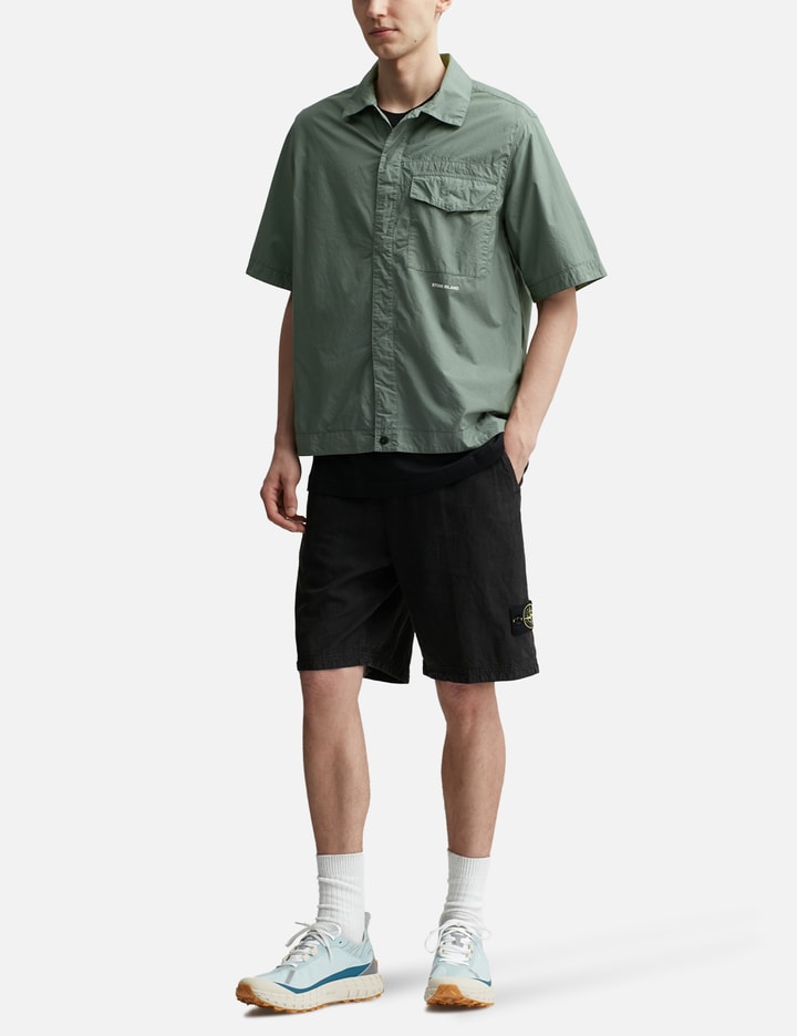 Shop Stone Island Comfort Fit Short-sleeve Overshirt In Green