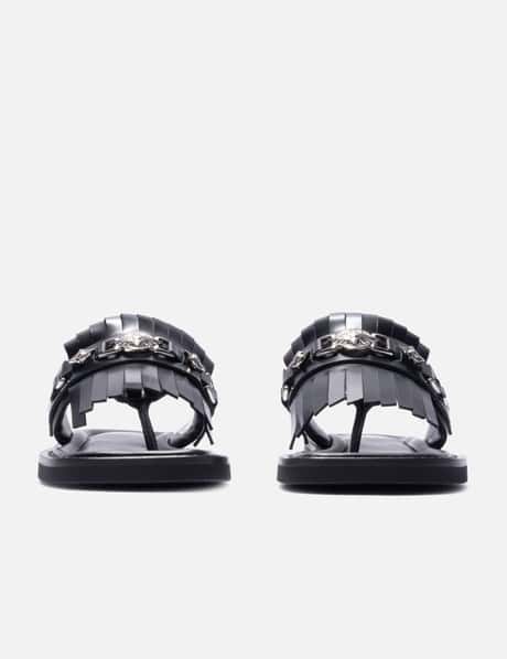 Studded Black Leather Slippers view 7