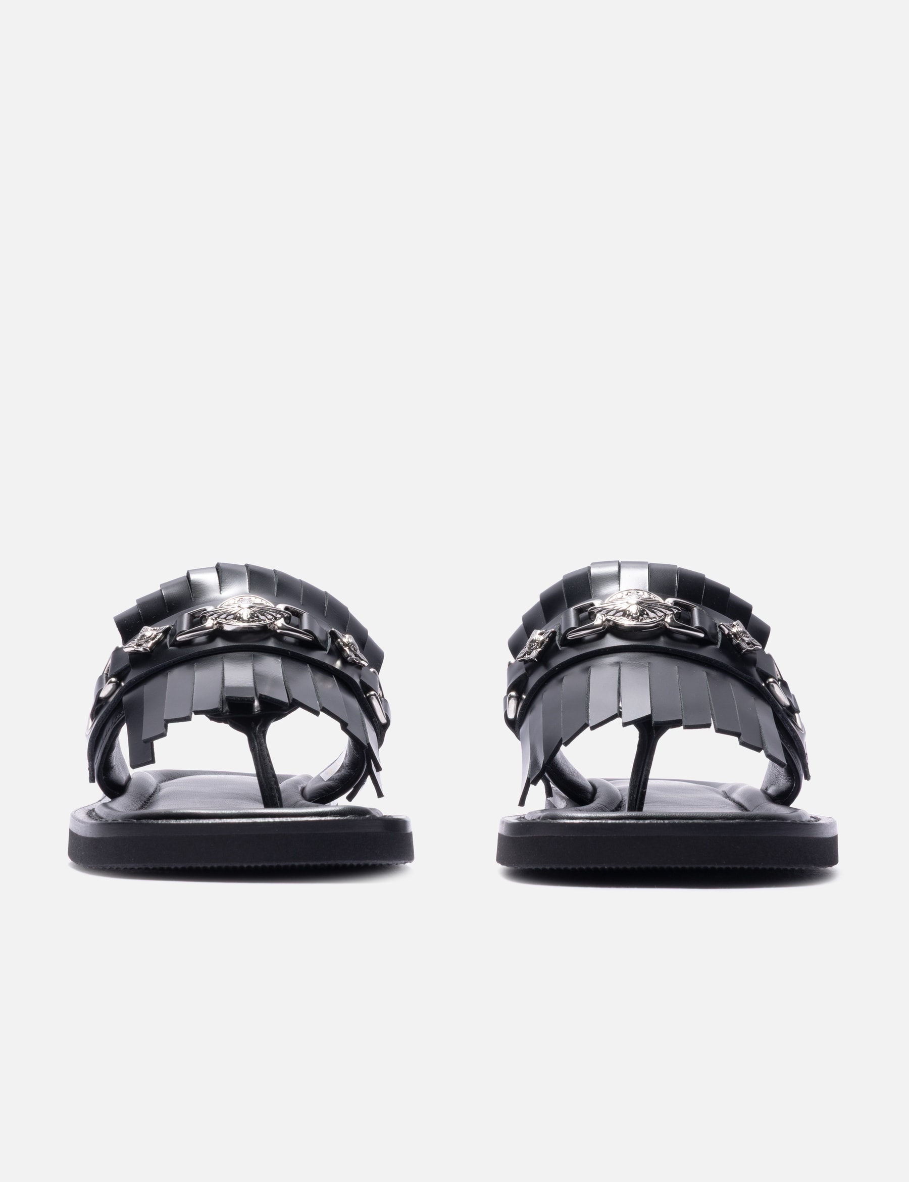 Studded Black Leather Slippers view 14