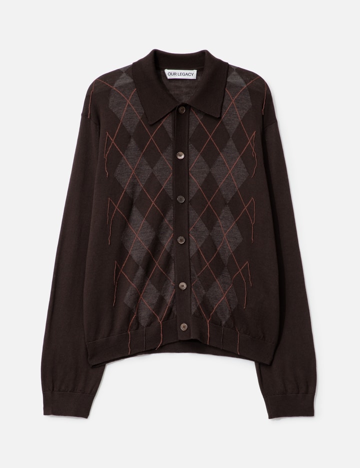 Our Legacy Mens Pub Argyle Evening Diamond-stitch Wool Polo Shirt In Brown