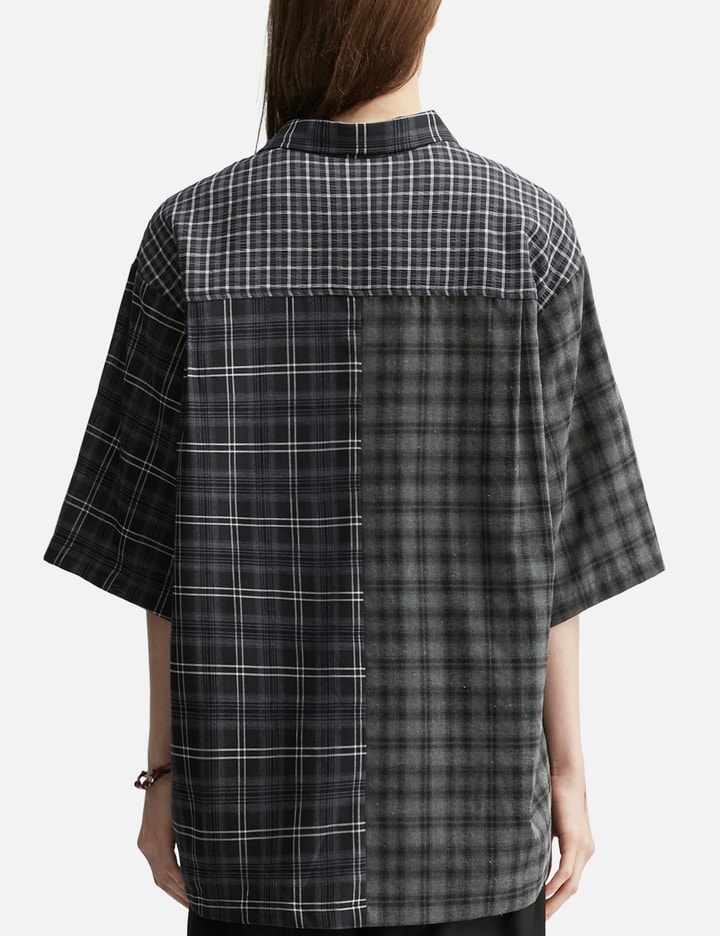 AJOBYAJO Check Mixed Short Sleeve Shirt