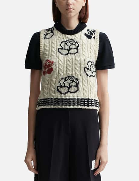 Thom Browne Rose Intarsia Cropped Top