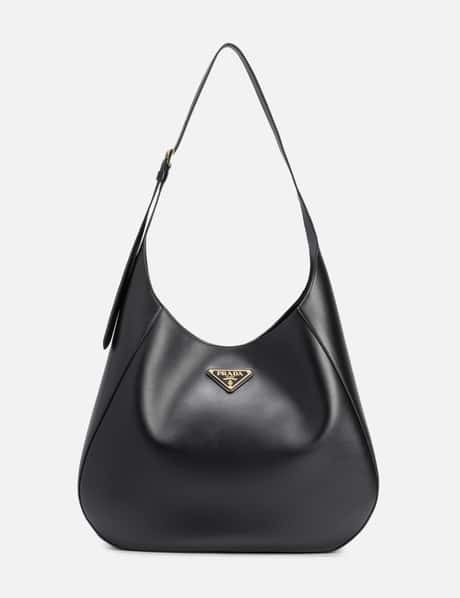 Prada Large Leather Shoulder Bag With Top Stitching