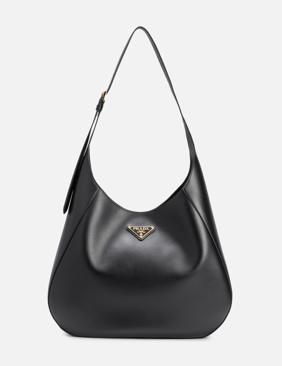 Prada - Large Leather Shoulder Bag With Top Stitching