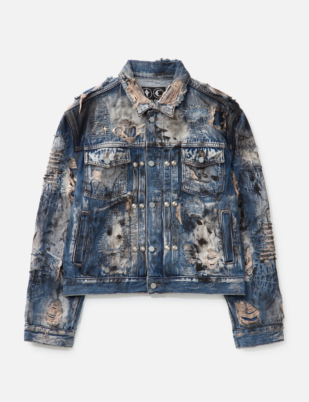 Hard-Washed Damaged Denim Jacket view 8