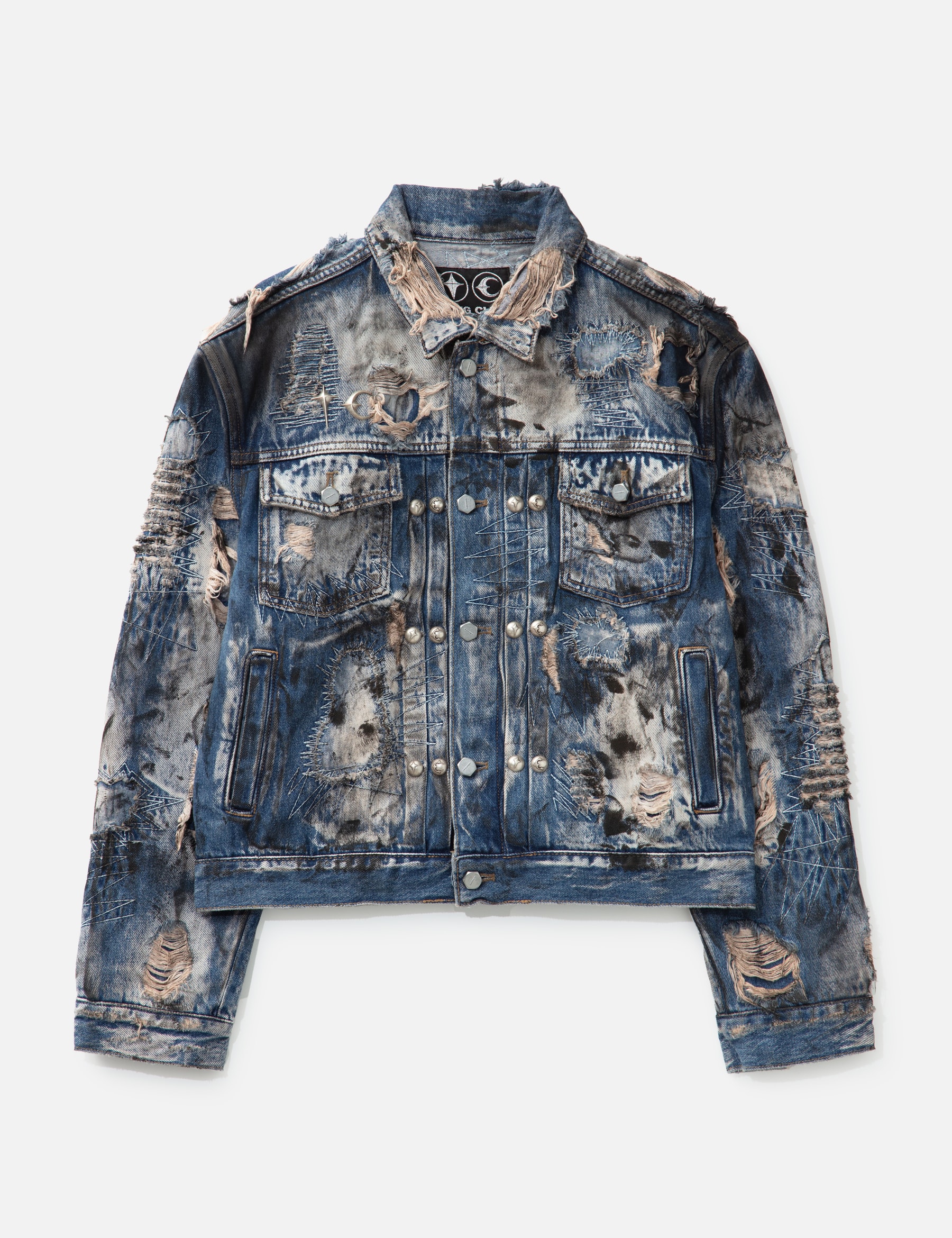 Hard-Washed Damaged Denim Jacket view 19