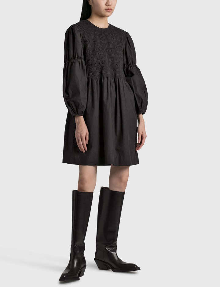 ganni black cotton poplin smock mini dress Ganni Poplin Smock Mini Dress