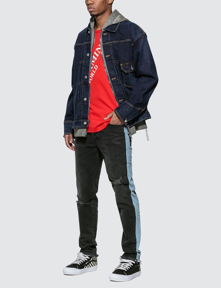 Hooded Layer Skull Denim Jacket Placeholder Image