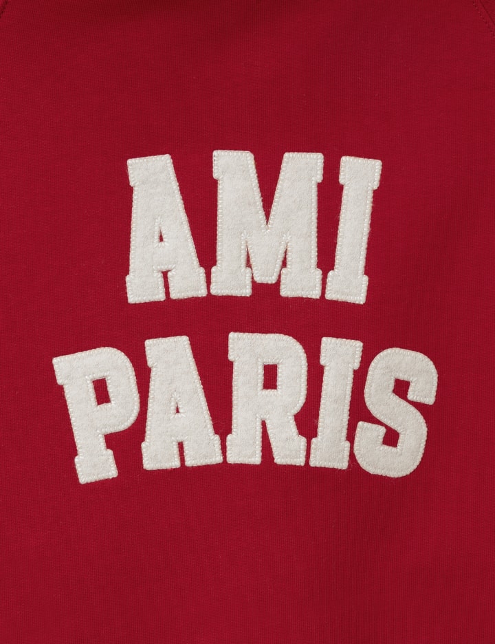 Ami Red Cotton Hoodie With Ami Paris Embroidery