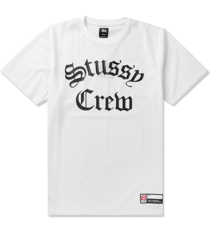 White Stussy Crew Mesh T-Shirt Placeholder Image