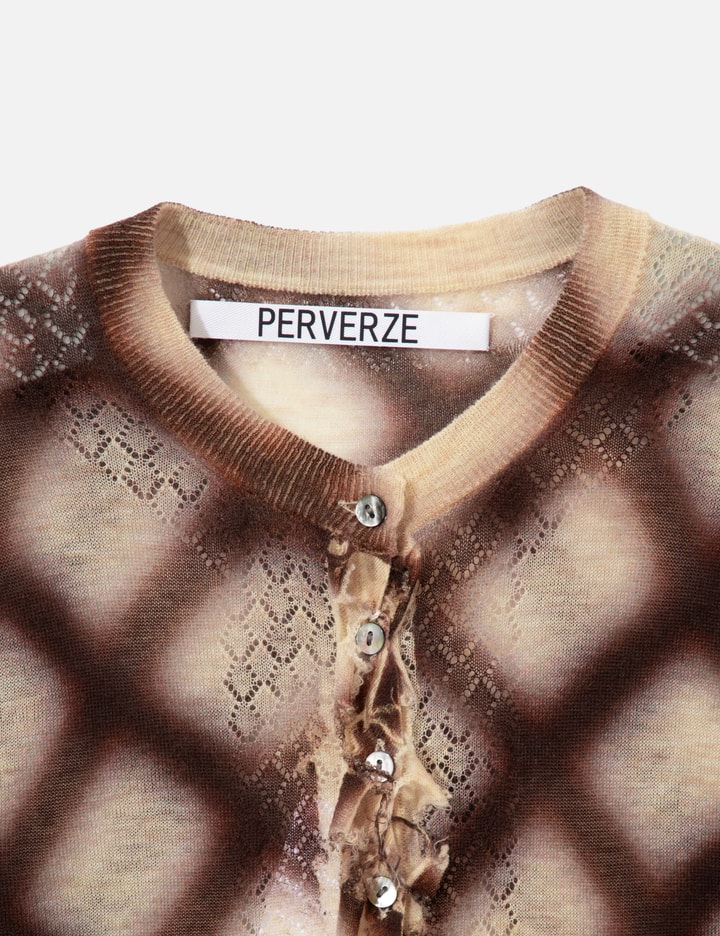 Perverze Spray-Painted Check Knit Cardigan