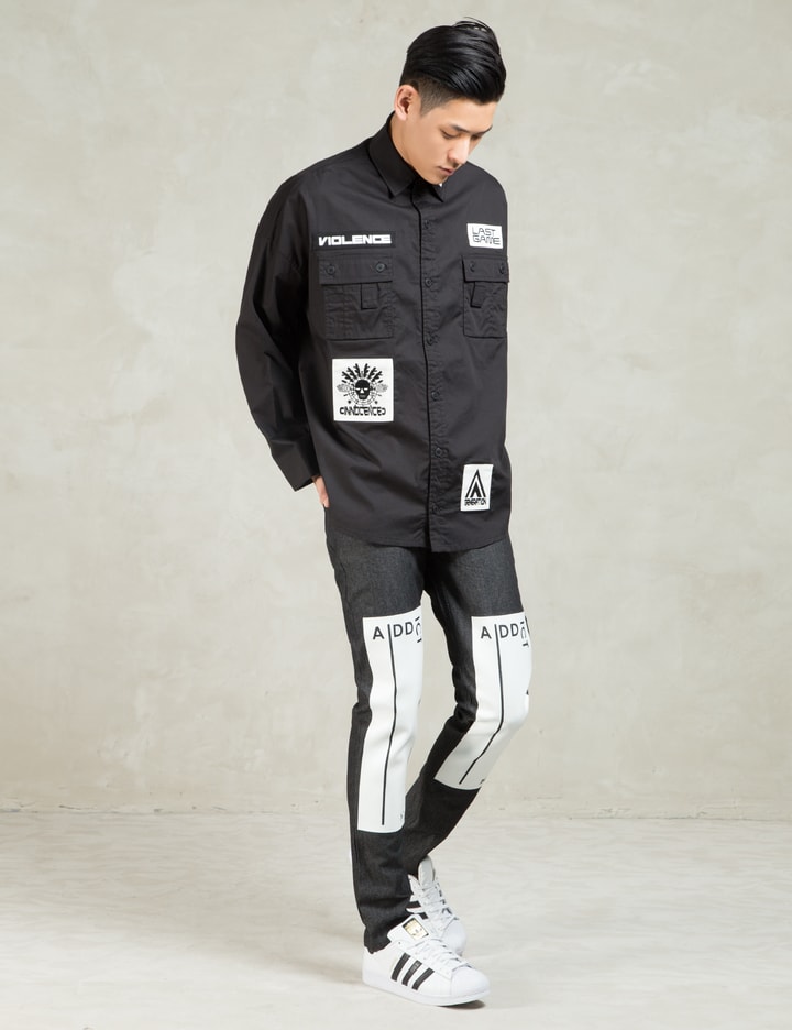 Black Addict Plastisol Tapered Trousers Placeholder Image