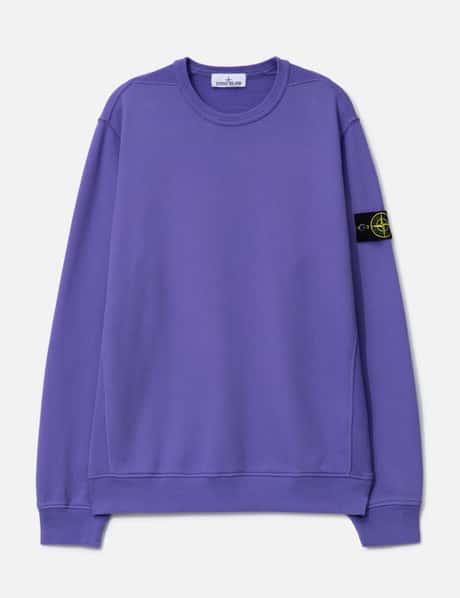 Stone Island Brushed Organic Cotton Fleece Crewneck Sweatshirt HBX