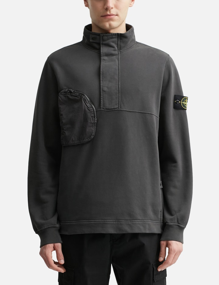 Stone Island Round Pocket Mockneck Sweatshirt In Gray