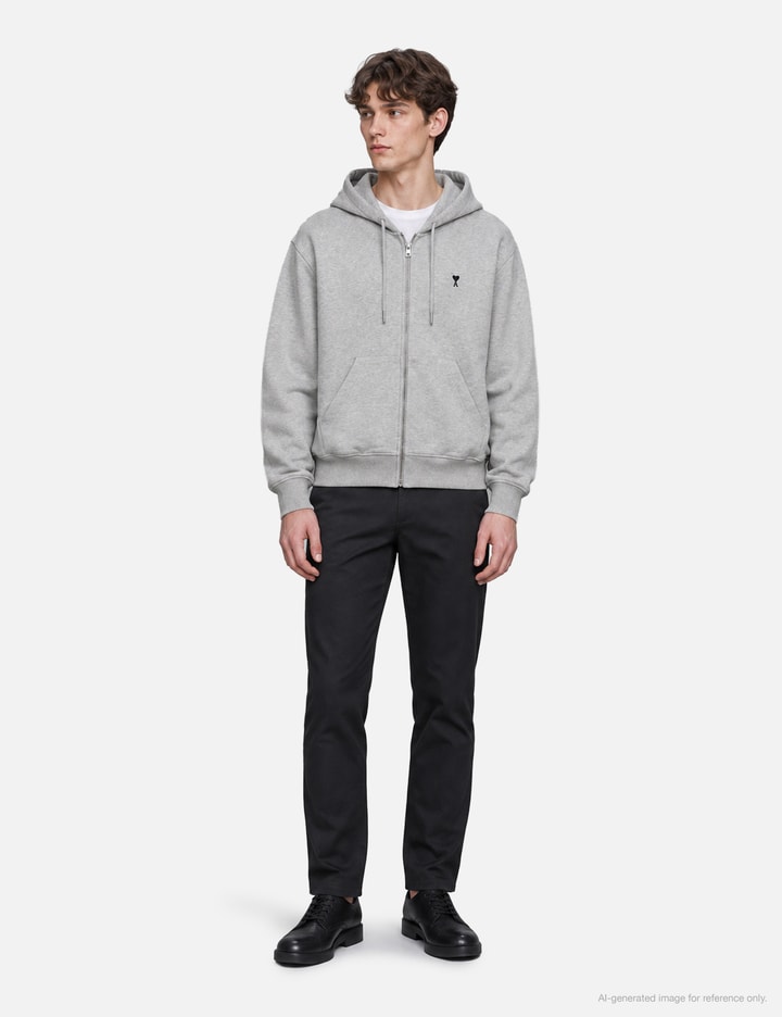 Ami Zipped Cotton Hoodie With Ami De Coeur