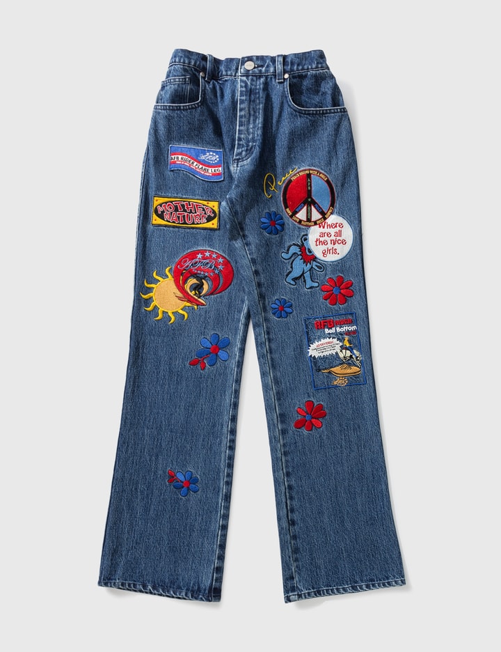 Afb Patched Flare Denim In Blue