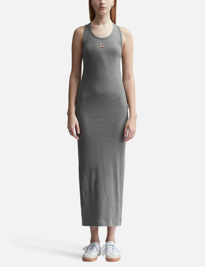 Shop Maison Kitsuné Baby Fox Ribbed Tank Dress In Grey