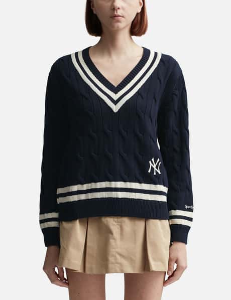 Sporty & Rich Yankees Serif Cableknit Sweater