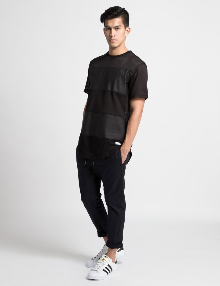 Black Leather Mesh Panel T-Shirt Placeholder Image