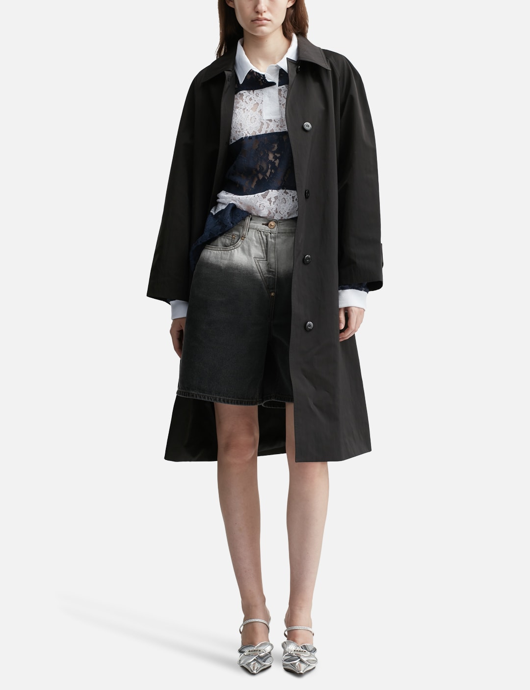 Navy Lace Stripe Piqué Top view 12