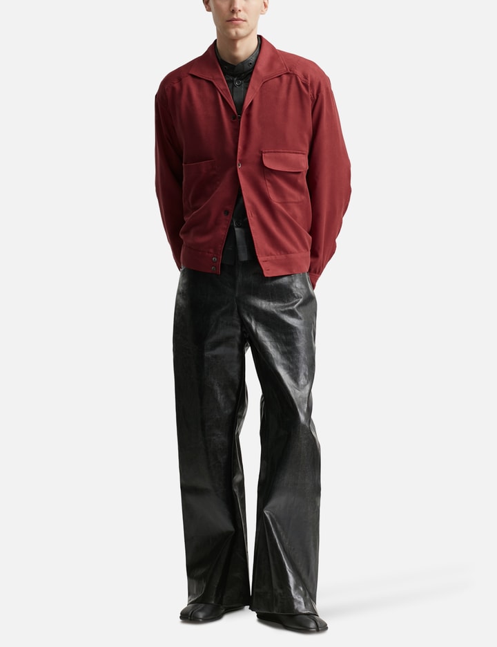 ANCELLM Vegan Suede Open Collar Shirt