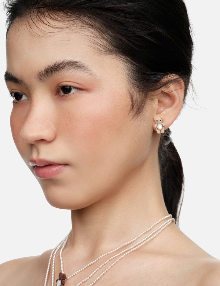 YVMIN Woven Mini Bear Mother Of Pearl Earrings