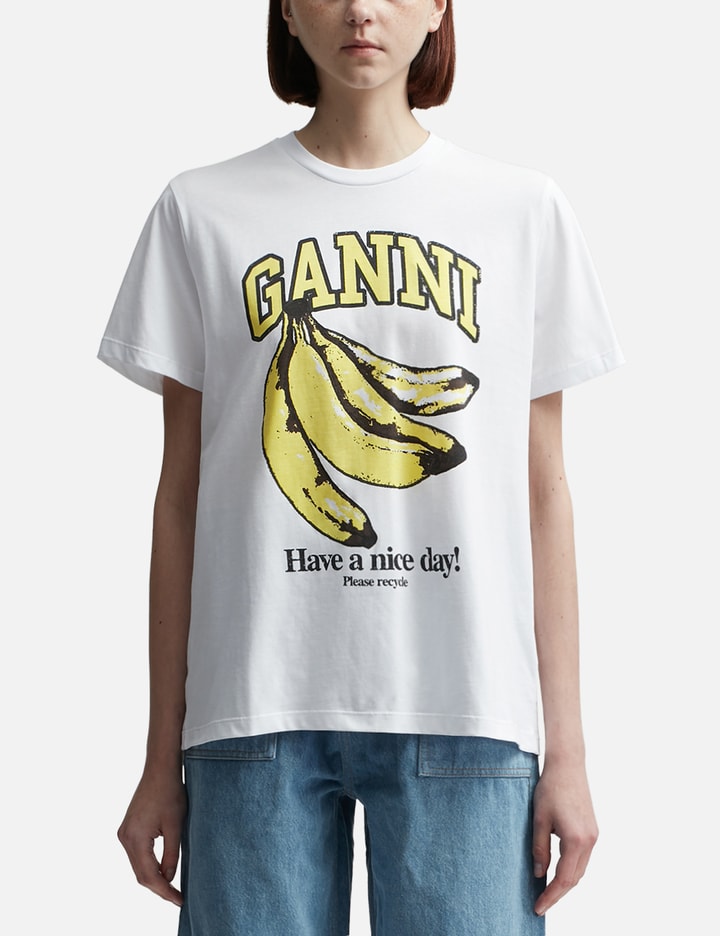Shop Ganni White Relaxed Banana T-shirt