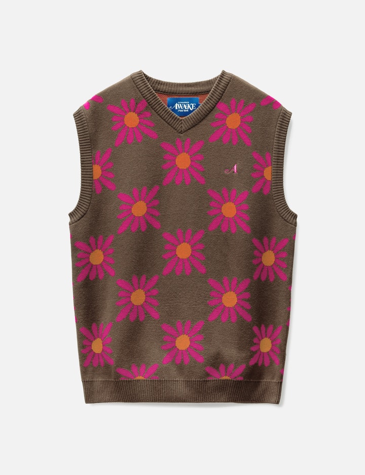 Checkered Floral Sweater Vest Placeholder Image