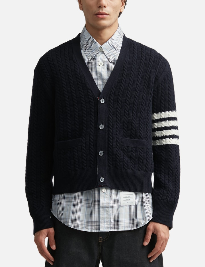 Thom Browne Relaxed Cable Stitch 4-Bar Cardigan