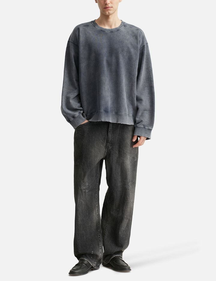 Ancellm Embroidery Dyed Long Sleeve T-shirt In Gray