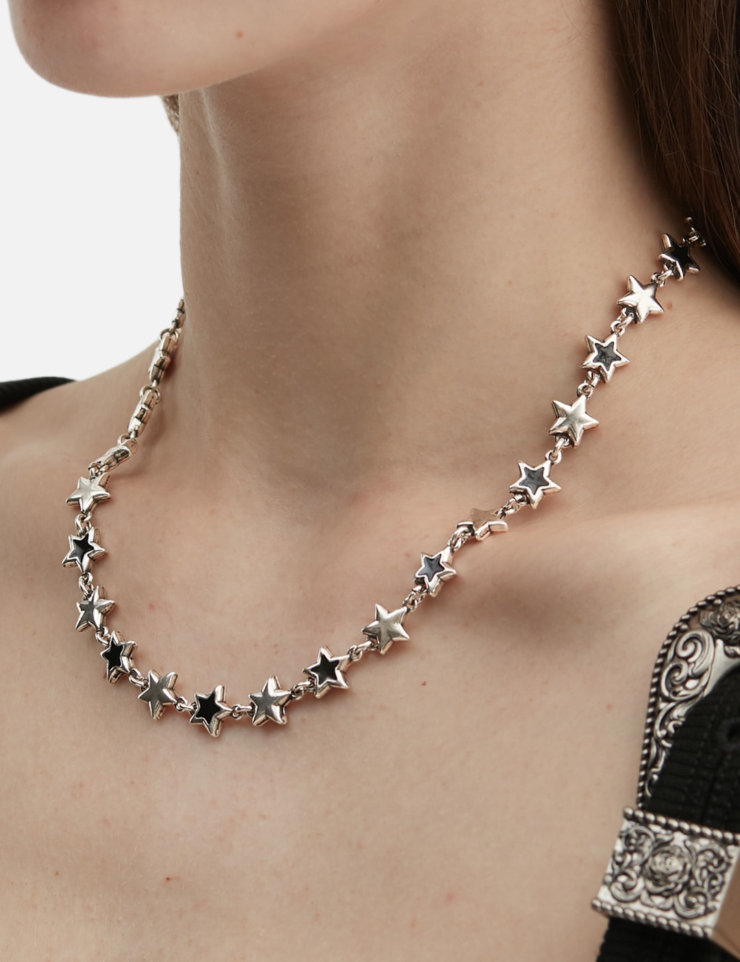Black Enameled Stars Necklace view 12