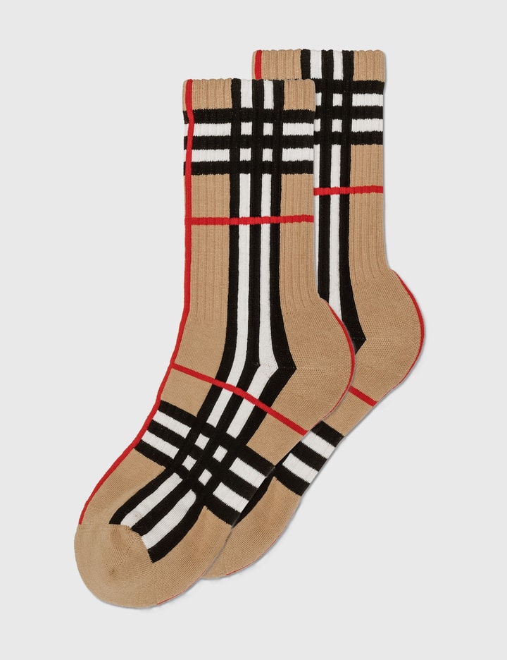 Check Intarsia Technical Stretch Cotton Socks Placeholder Image