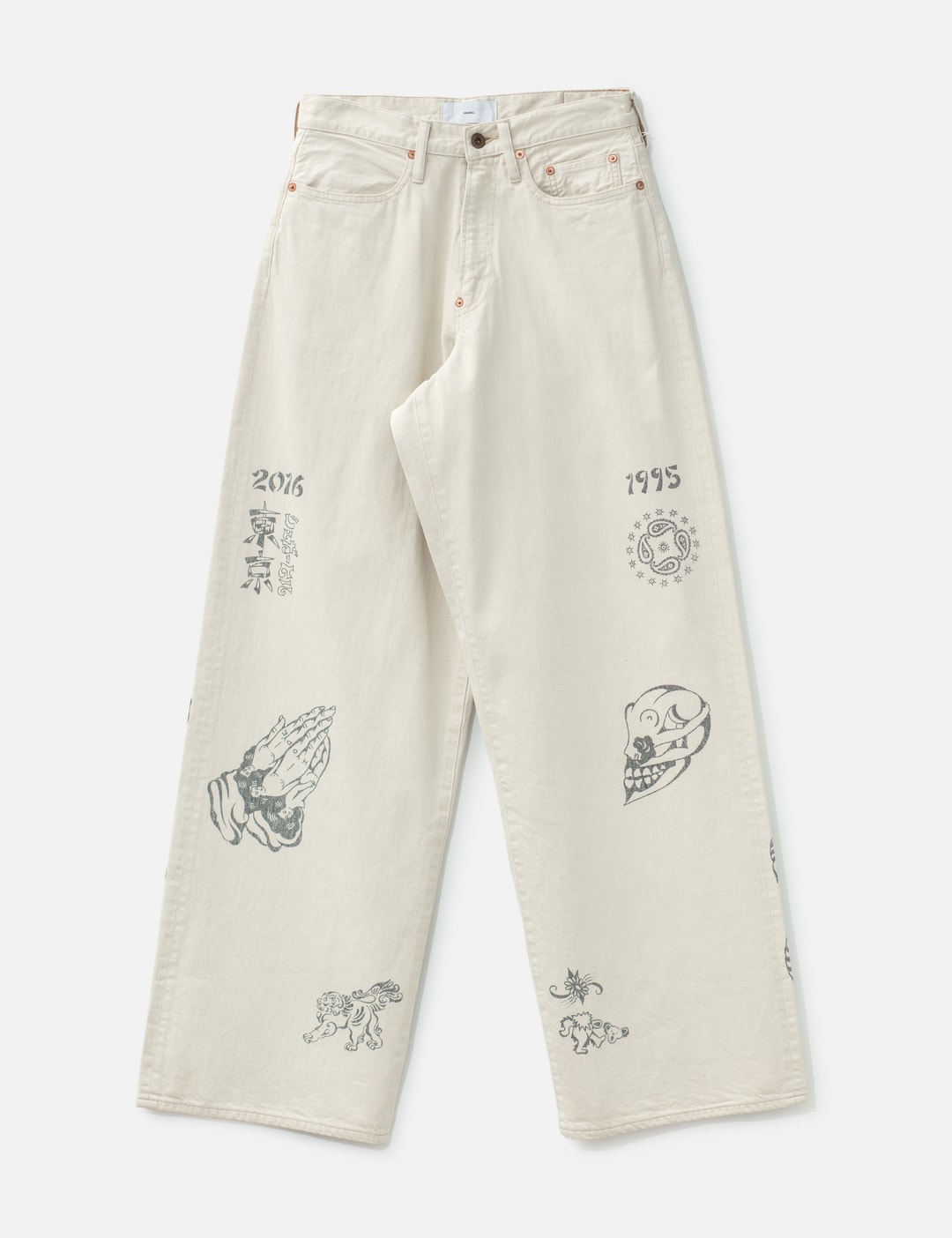 Tattoo Flash Print Modern Denim Wide Cut