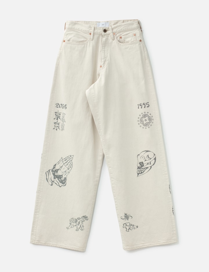 SUGARHILL Tattoo Flash Print Modern Denim Wide Cut