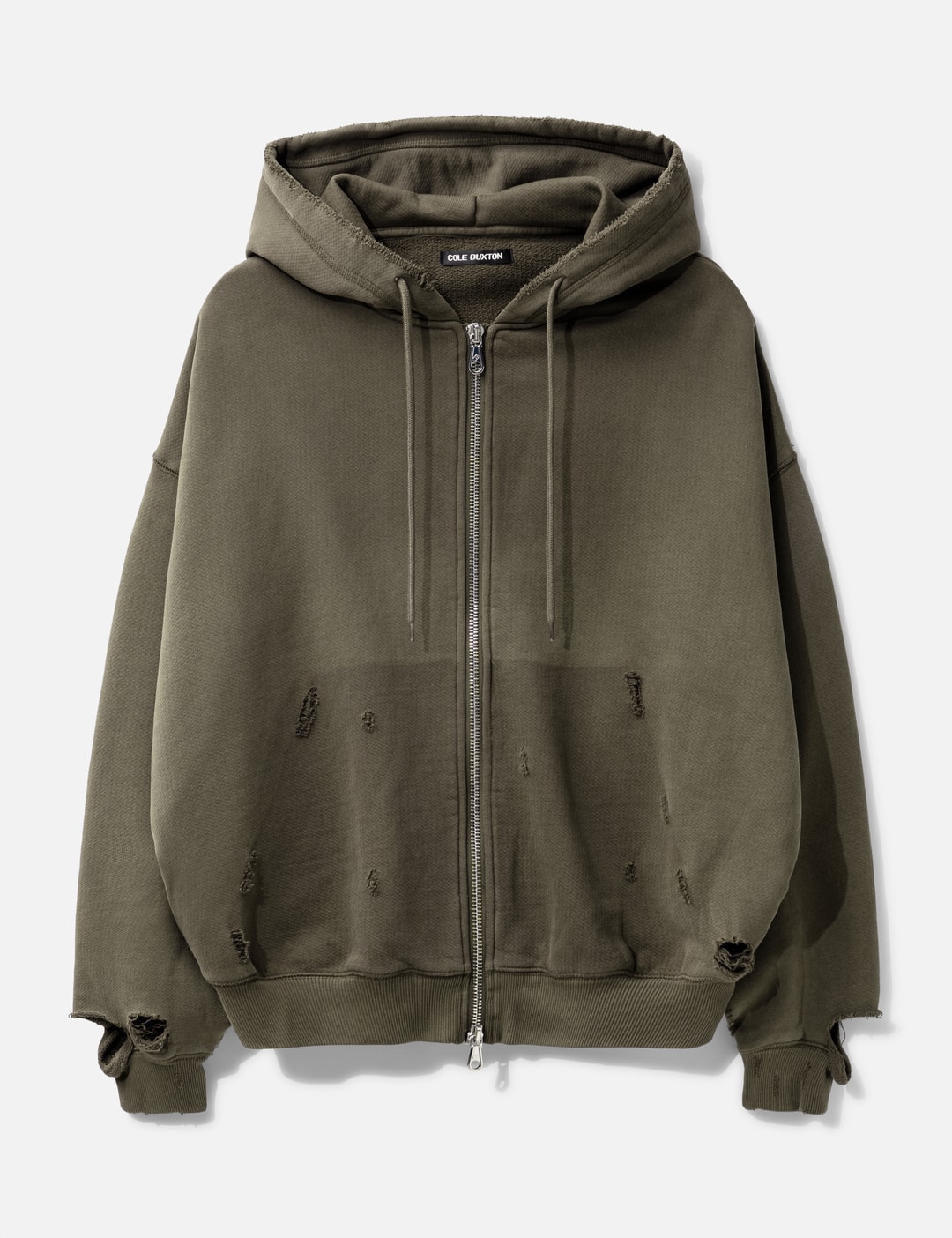 COLE BUXTON Distressed Zipped Hoodie