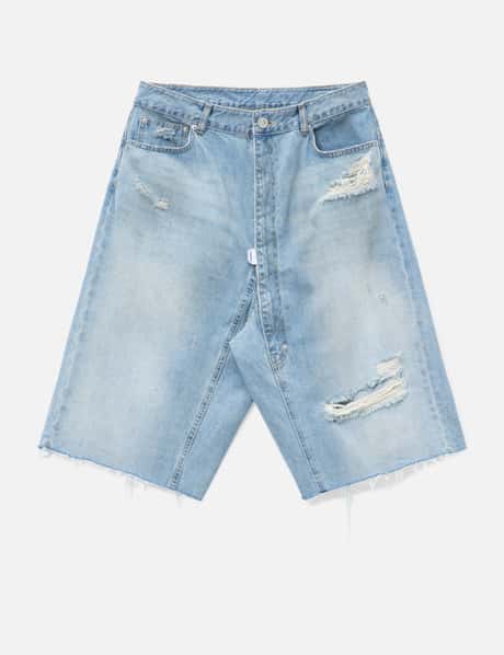 Long Zipper Fly Denim Shorts view 6