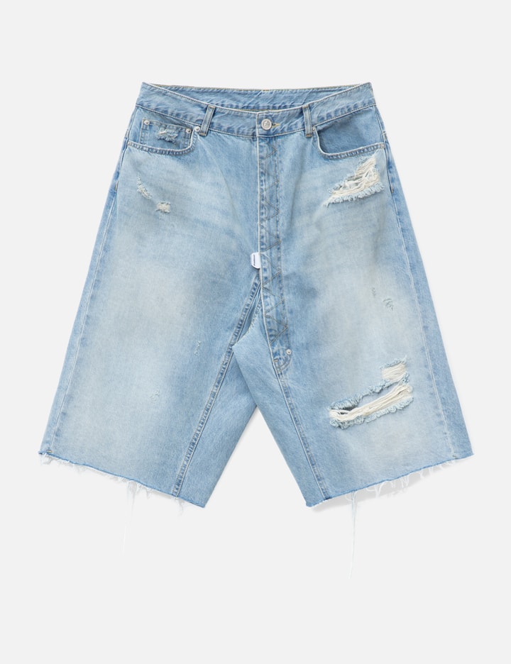 Protocol-Index Long Zipper Fly Denim Shorts