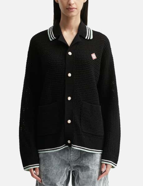 Casablanca Embroidered Cotton Crochet Long Sleeve Shirt