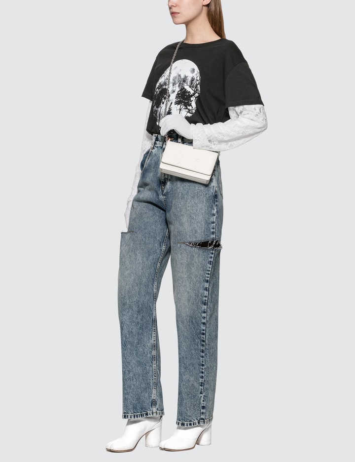 Lace Sleeve Skull Print T-shirt Placeholder Image