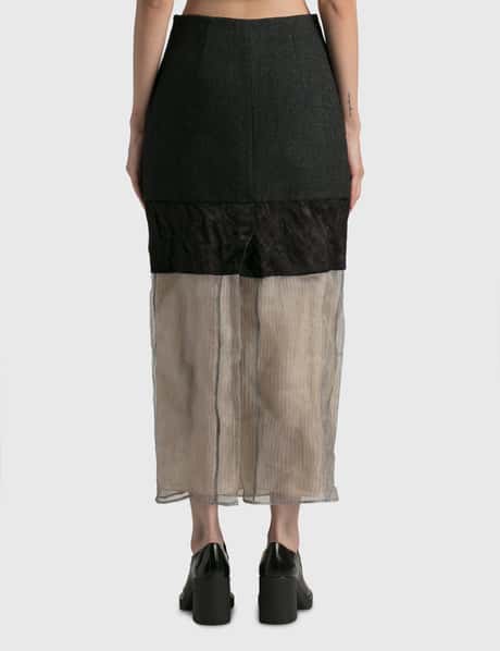 Nappa leather midi skirt with belt · Brown · Skirts