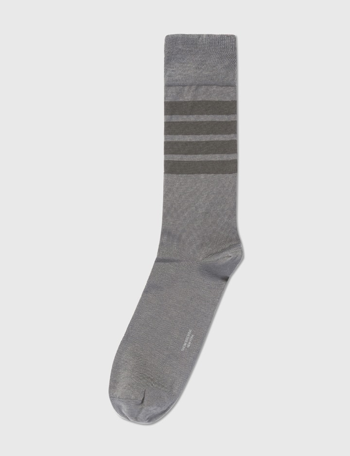 Shop Thom Browne Cotton 4-bar Mid-calf Socks In Grey