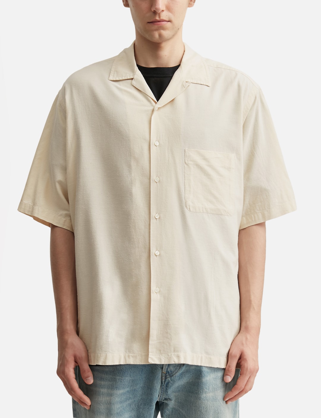 Silk Cotton Nep Open Collar Shirt view 11