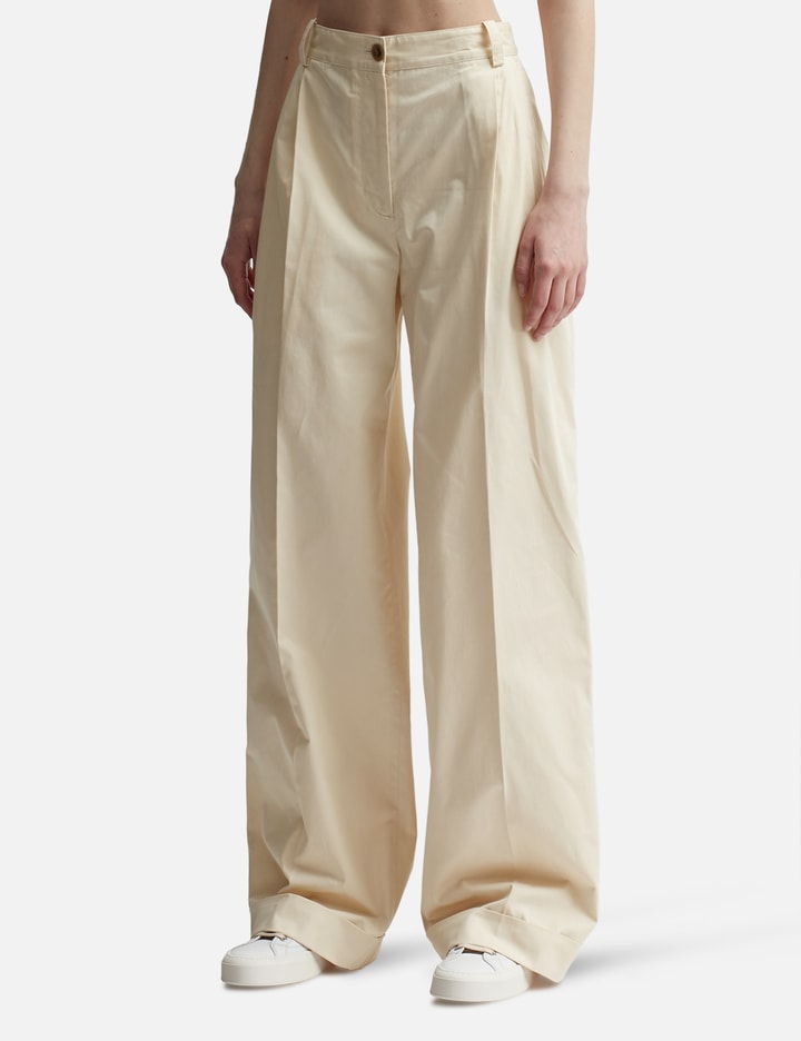 Shop Maison Kitsuné Double Pleats Pants In White