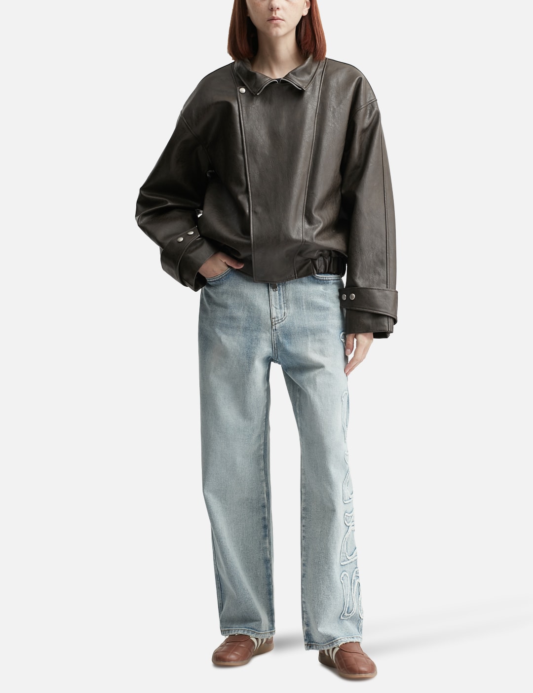 Faux Leather Bomber Jacket view 12