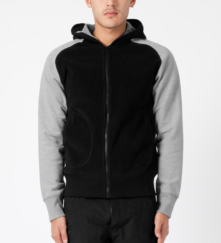Black/Heather Grey RC-3266 Polartec L/S Zip Front Hoodie Placeholder Image