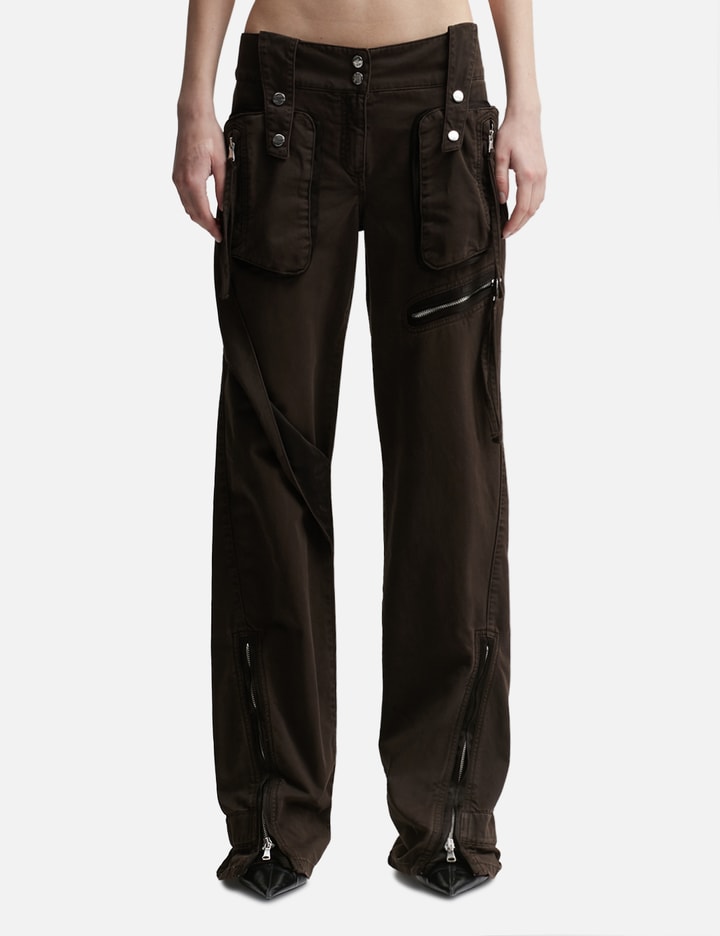 Blumarine Cargo Pants With Satin Inserts In Brown