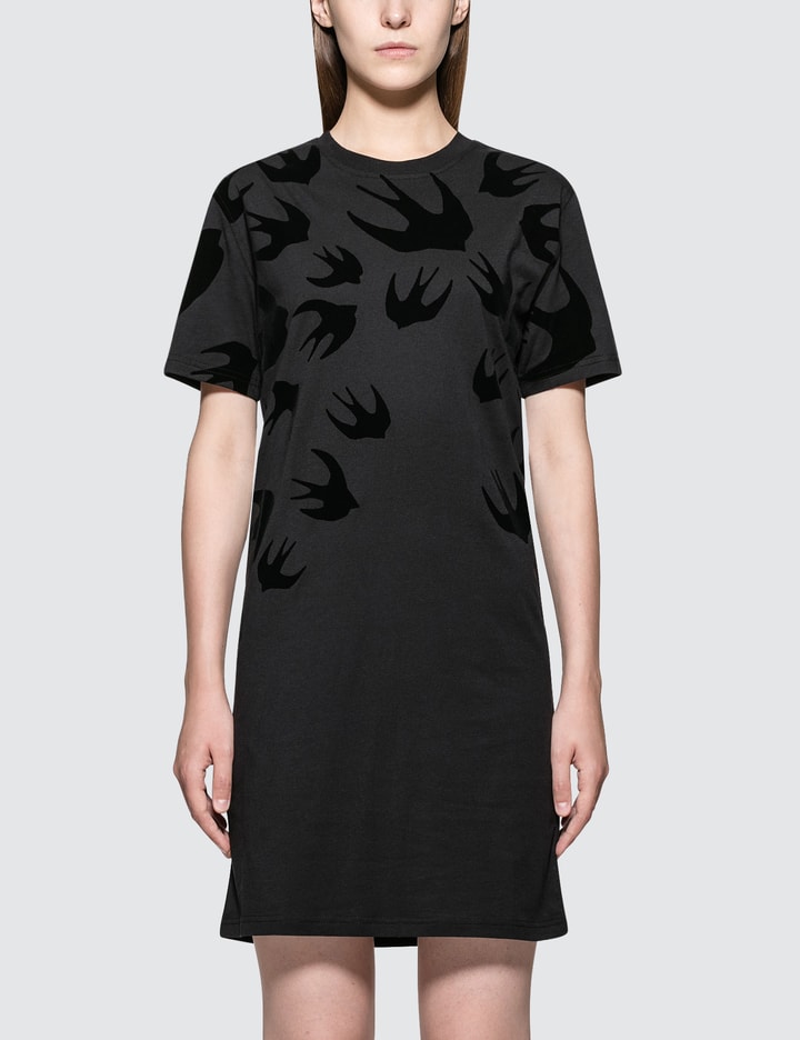 mcq shirt dress McQ by Alexander McQueen Black /White Printed Silk Sheer Shirt Dress M McQ by Alexander McQueen